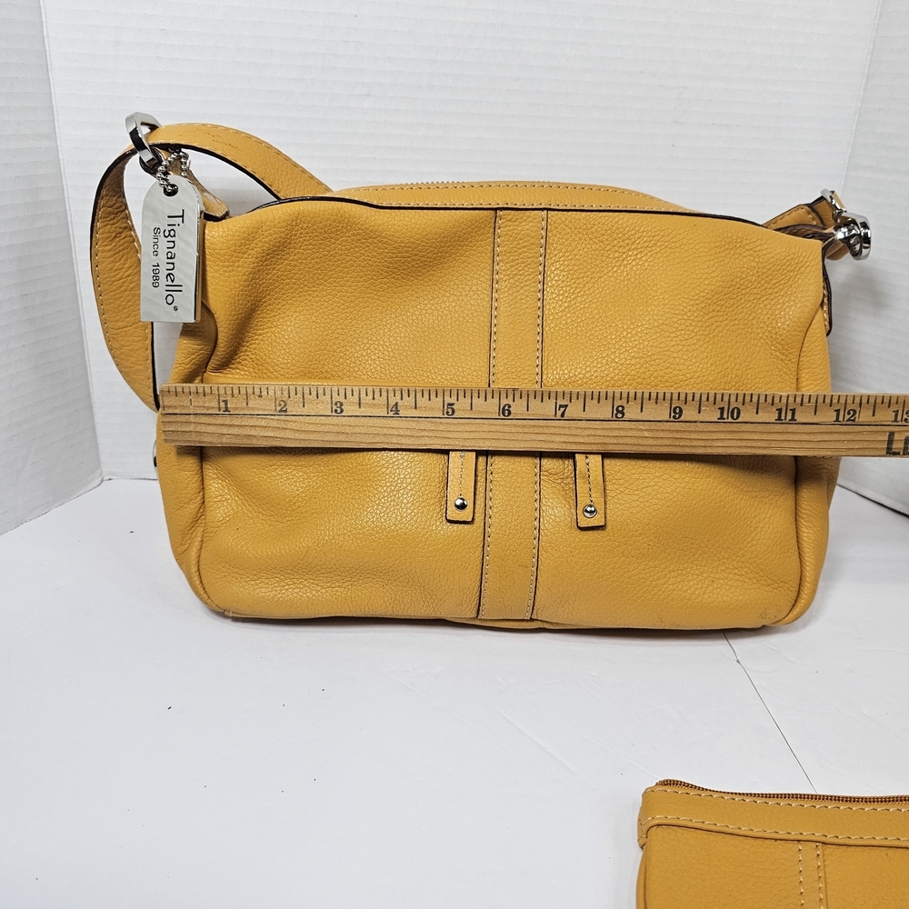 Tignanello Yellow Women's Purse Handbag Messanger Bag Leather - Picture 11 of 16